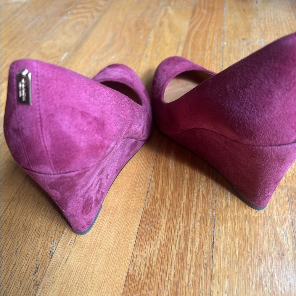 Coach Heels Purple Suede Wedge - Picture 6 of 11
